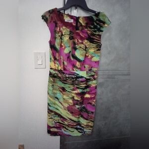 🍀Dress Barn Multicolor Abstract Midi Dress